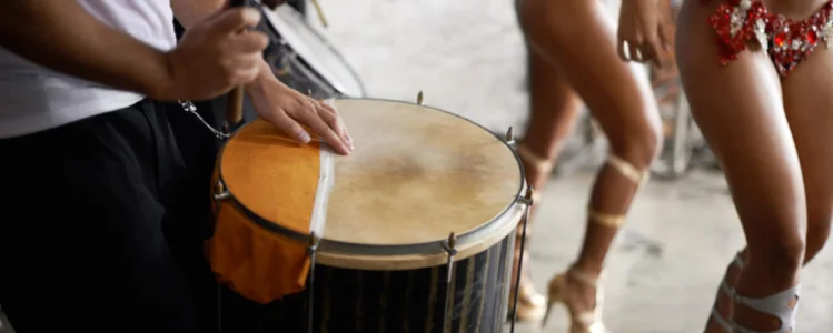 Samba percussionists and dancers