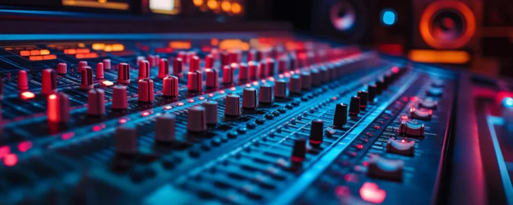 A sound desk in a music studio